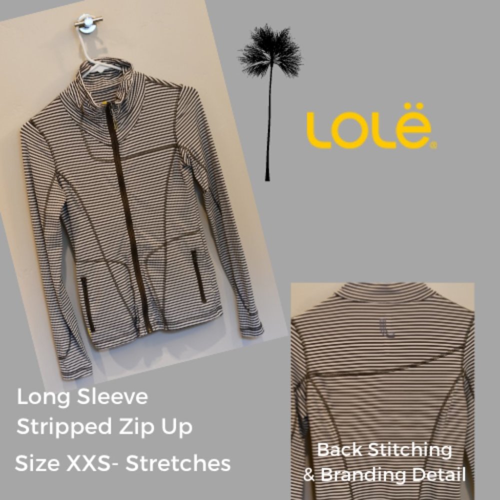 LOLE Long Sleeve Zip Up Grey and White Size XXS